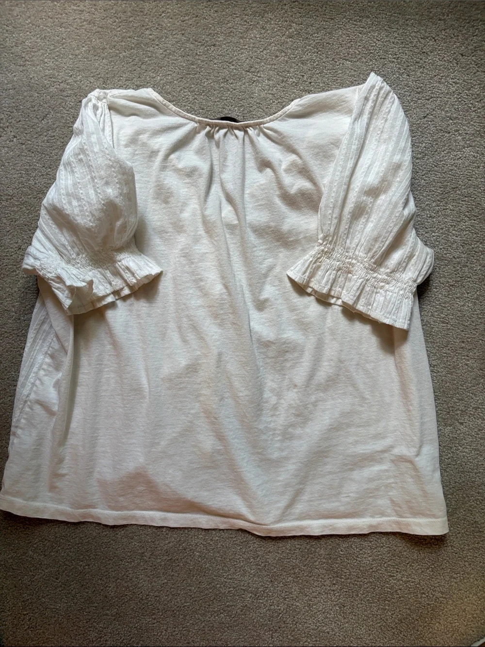 LOFT Ivory Textured Button-Front Blouse